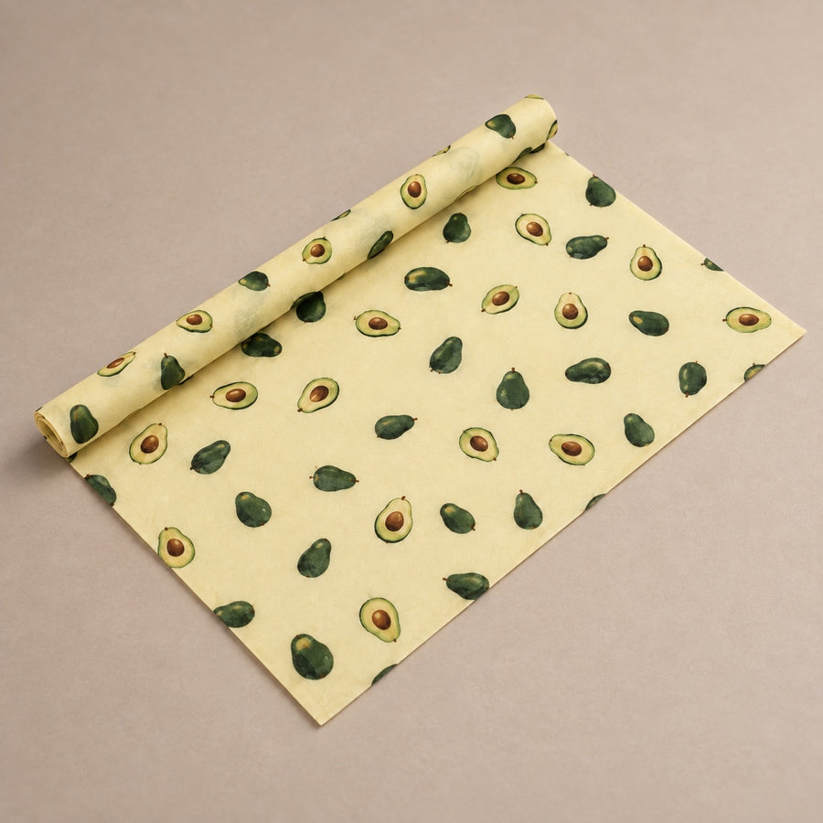 Beeswax wrap roll — Avocado — pattern illustration