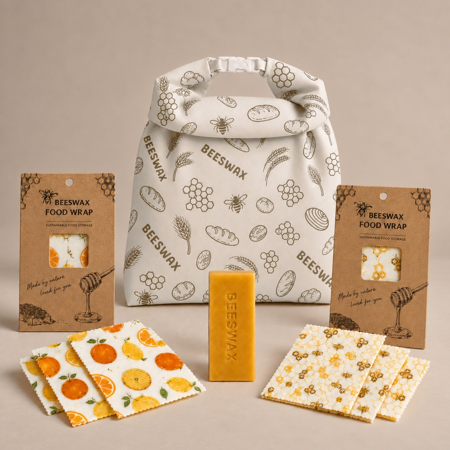 Kitchen max: Vokshus bread bag, 2 beeswax wrap sets and beeswax block