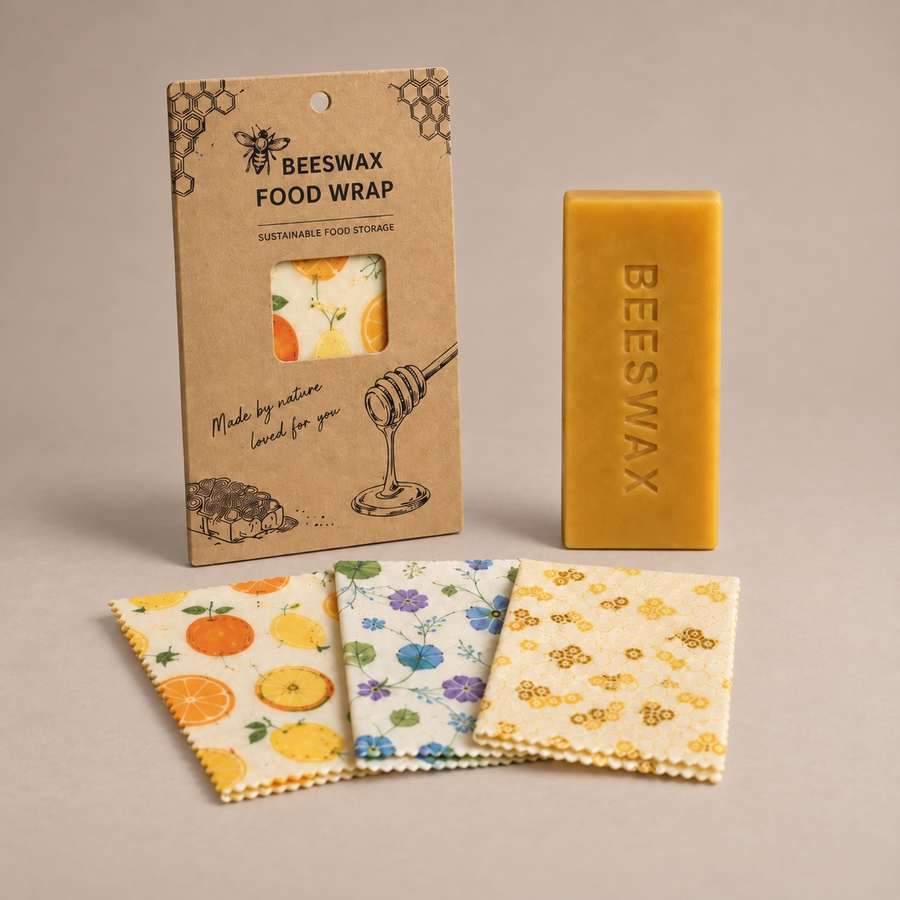 Refill pack: beeswax block and beeswax wrap set