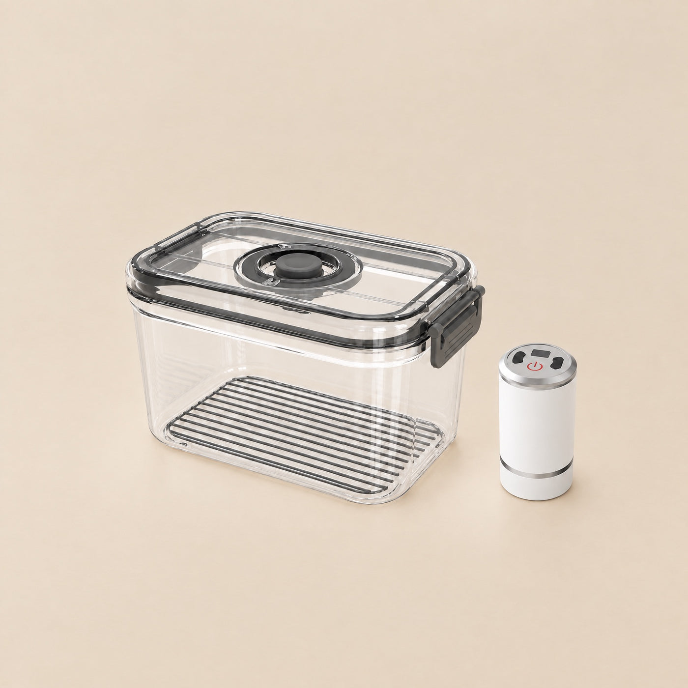 1 × madbeholder, 2 800 ml + 1 × låg + 1 × hvid pumpe