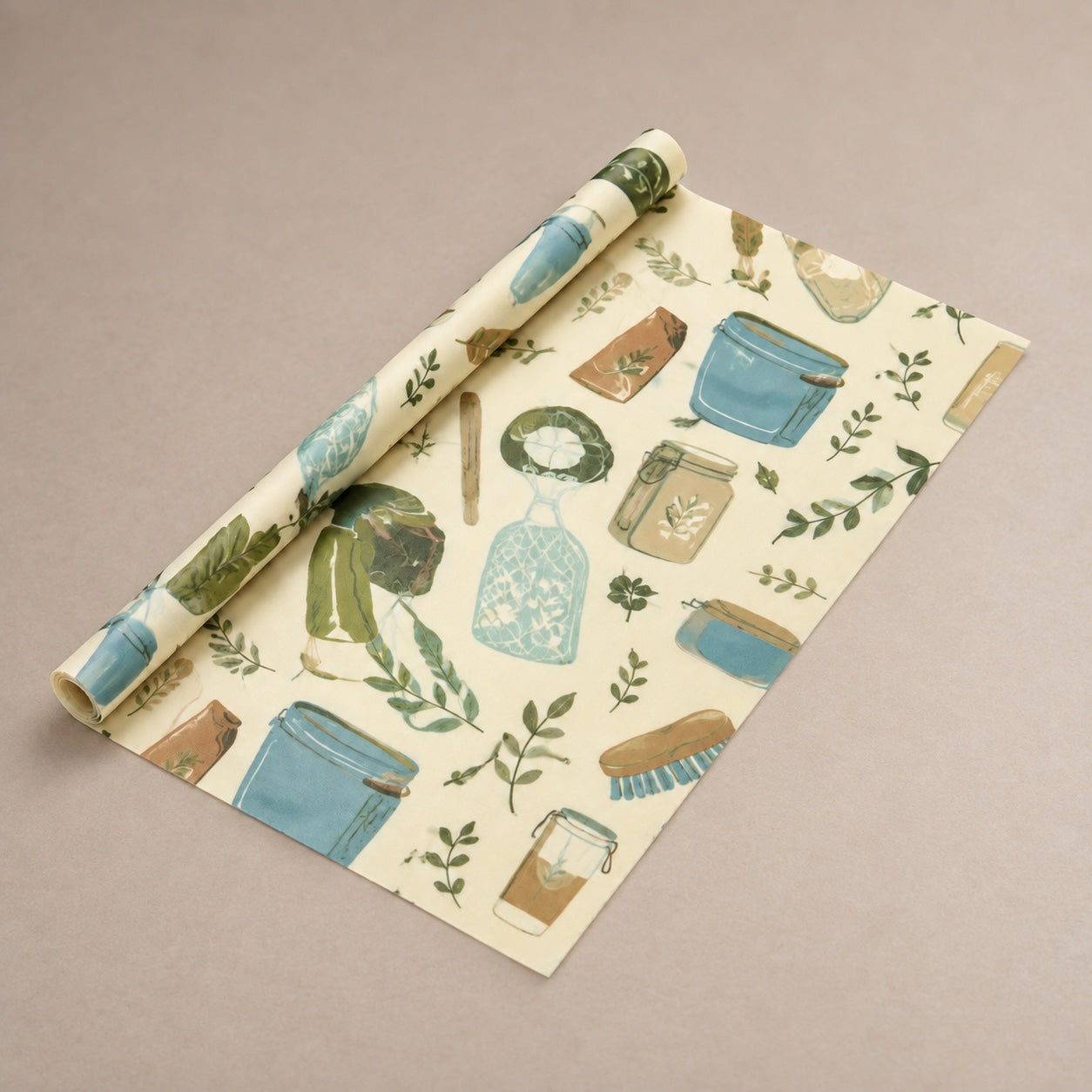 Beeswax wrap roll — Green living — pattern illustration