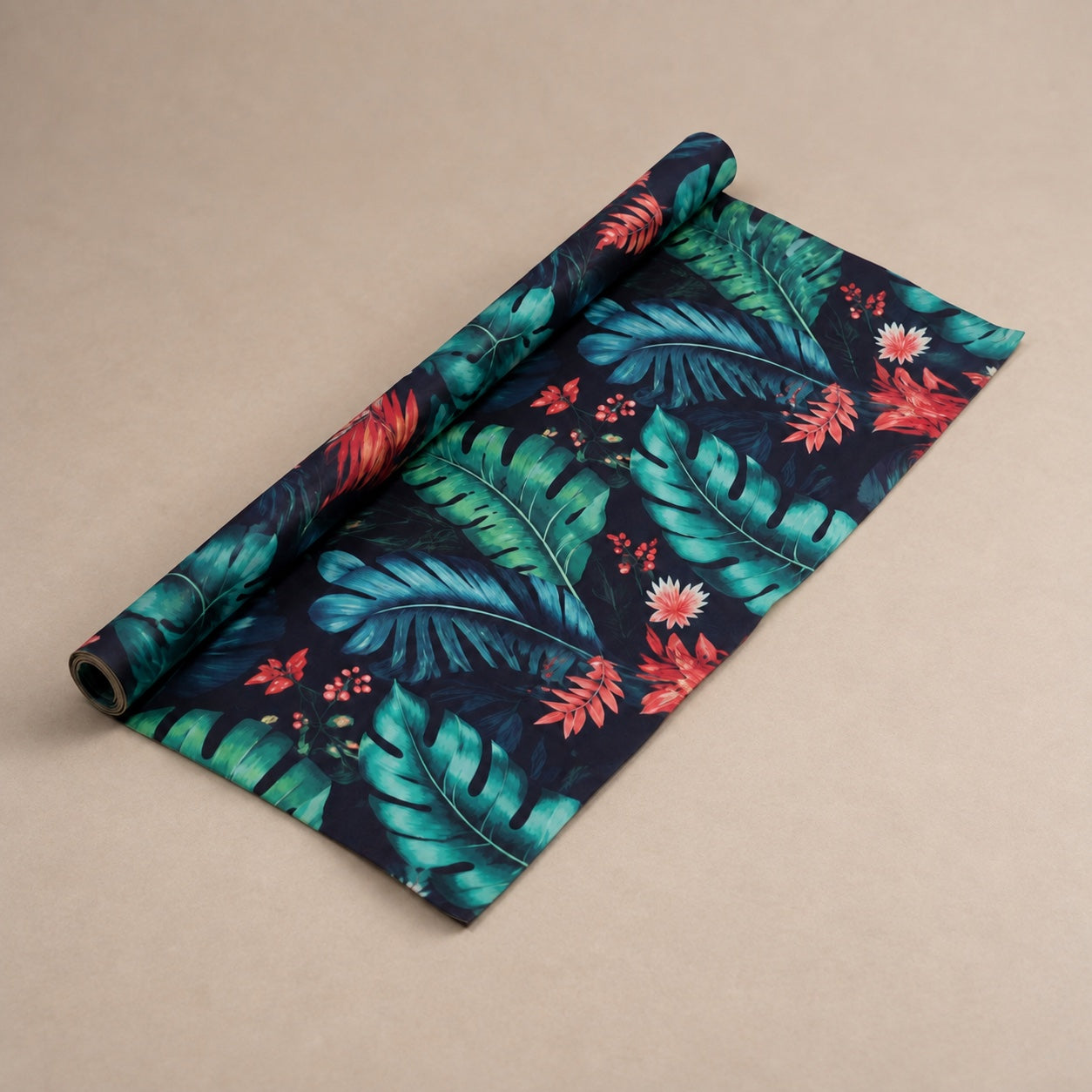 Beeswax wrap roll — Large leaves — pattern illustration