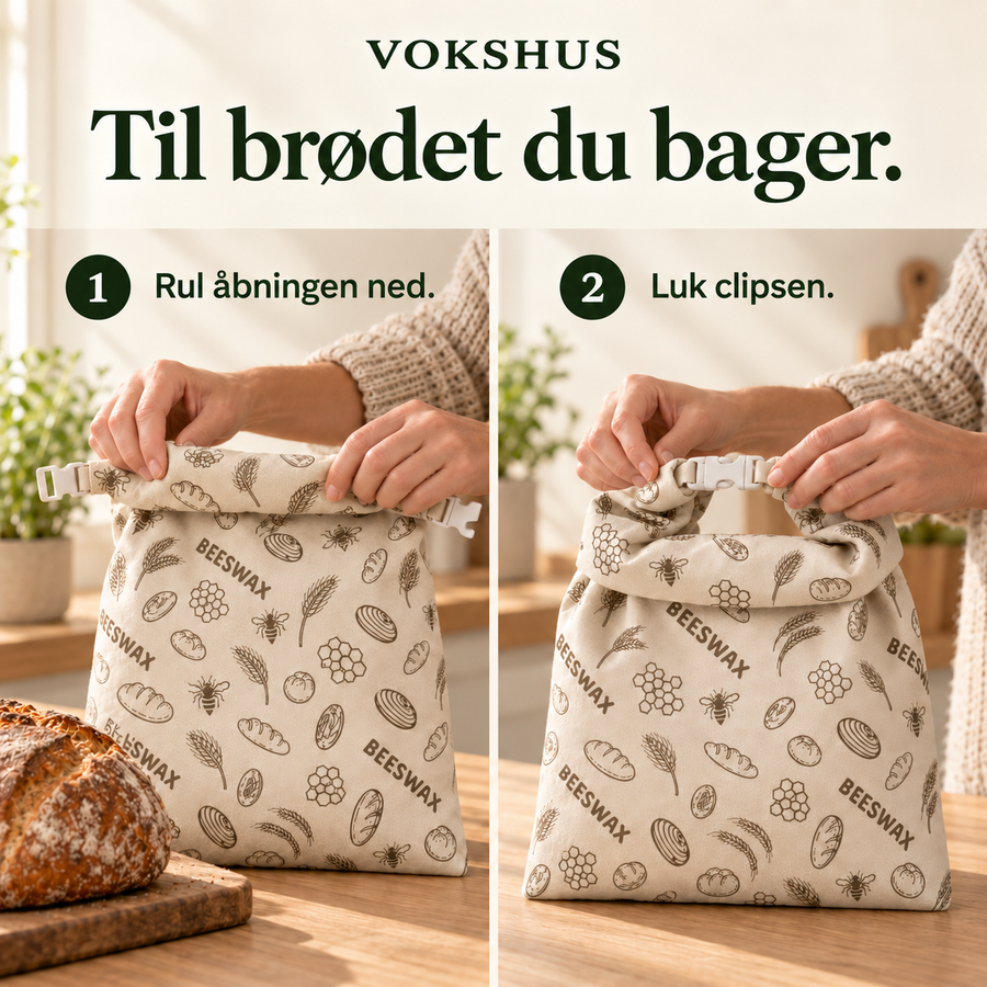 2 Vokshus brødposer og 3 bivoksblokke
