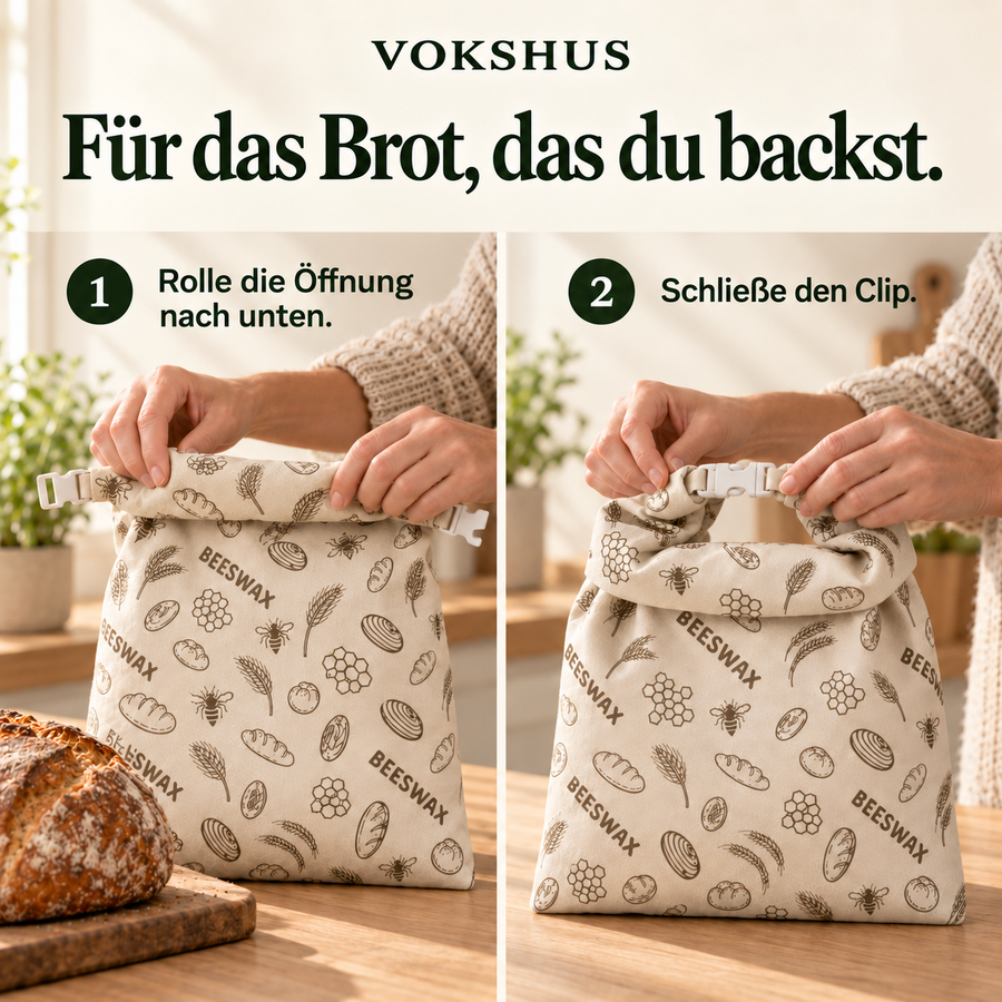 2 Vokshus Brotbeutel und 3 Bienenwachsblöcke