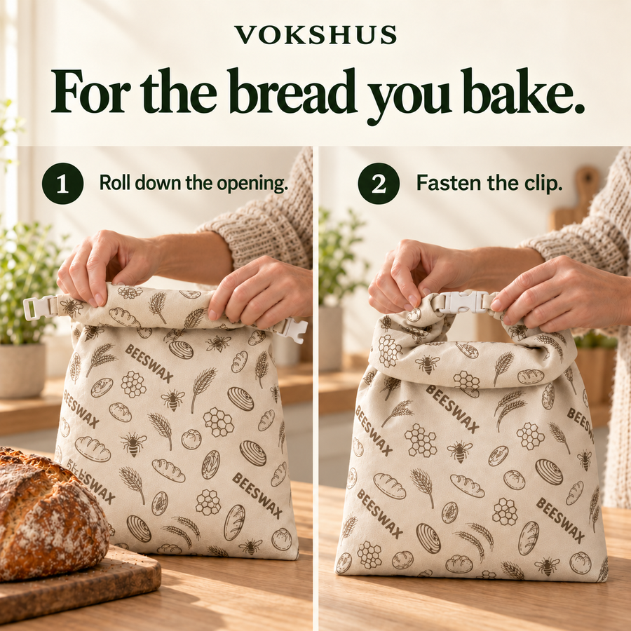 2 Vokshus bread bags and 3 beeswax blocks