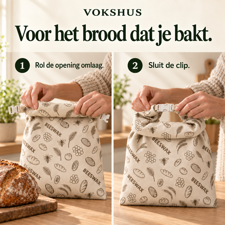 2 Vokshus broodzakken en 3 bijenwasblokken
