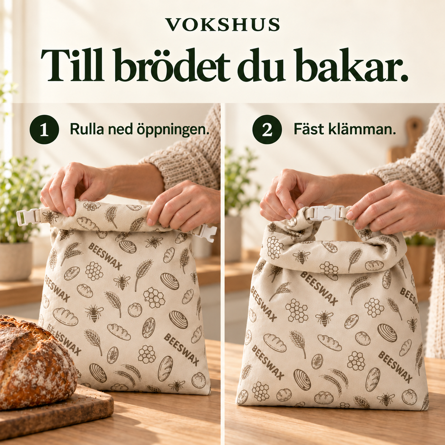 2 Vokshus brödpåsar och 3 bivaxblock
