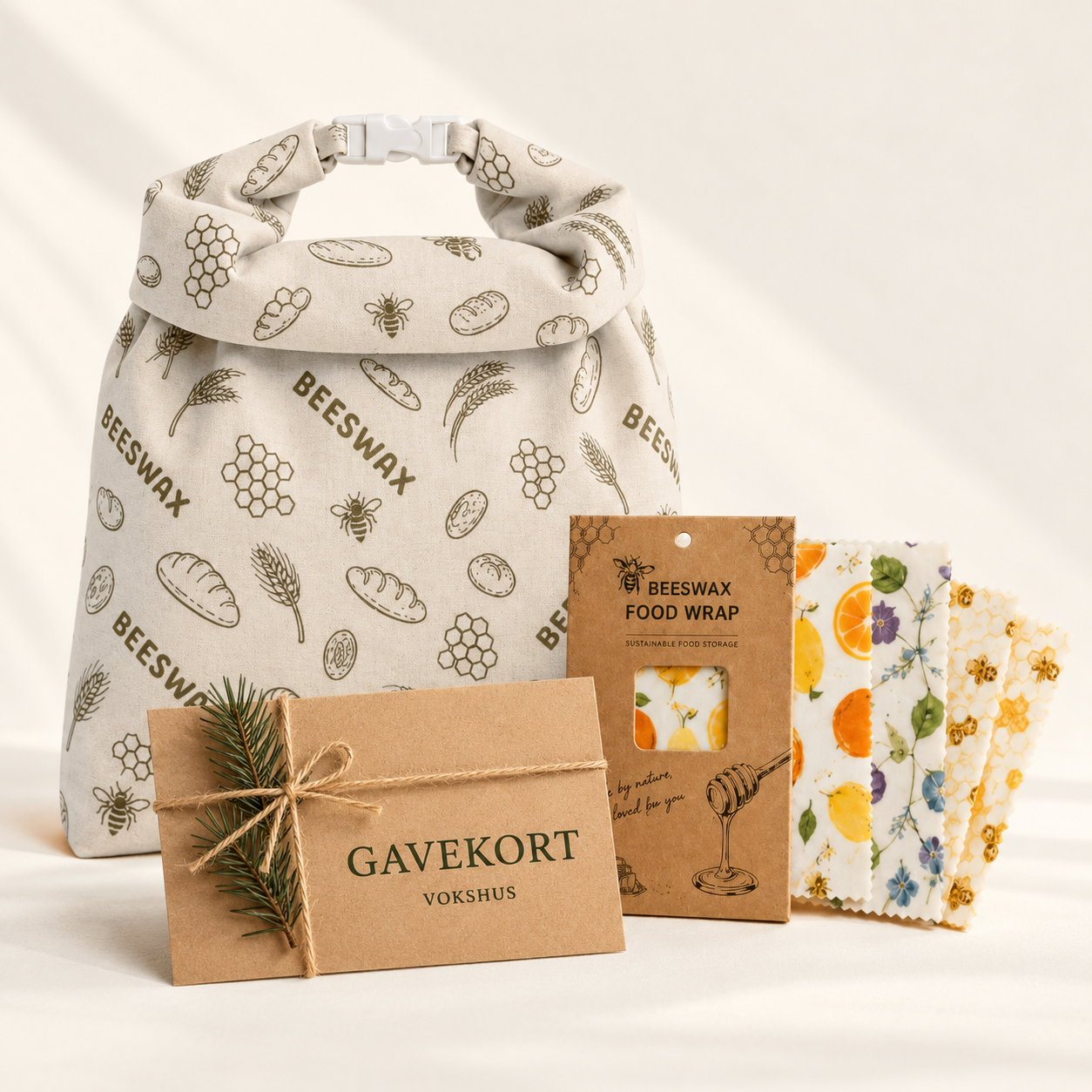 Gavekort fra Vokshus med brødpose og bivokspapir