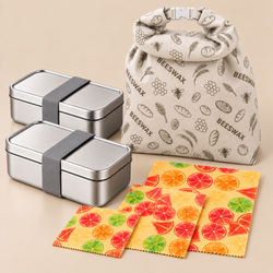 Two Lunch Boxes, Bread Bag & Sitrus Wraps